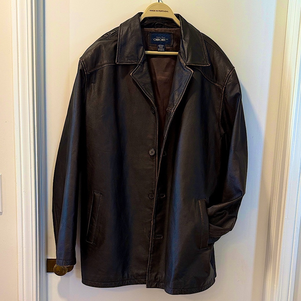 100% leather Dark Brown Men's Coat
